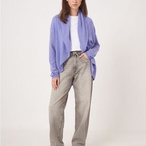 Repeat Cashmere Open Cardigan with Shawl Neck in Iris🤍